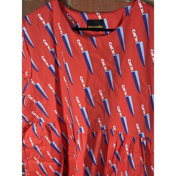 NOOWORKS Frida Dress Short Sleeve USA Made Retired Knife Print Womens Size XXXL - Picture 2 of 6